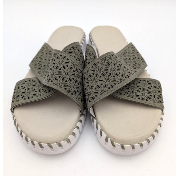 Ilse Jacobsen Tulip Crossband Platform Sandal Women's Army Size US12 EU43 - Picture 2 of 9